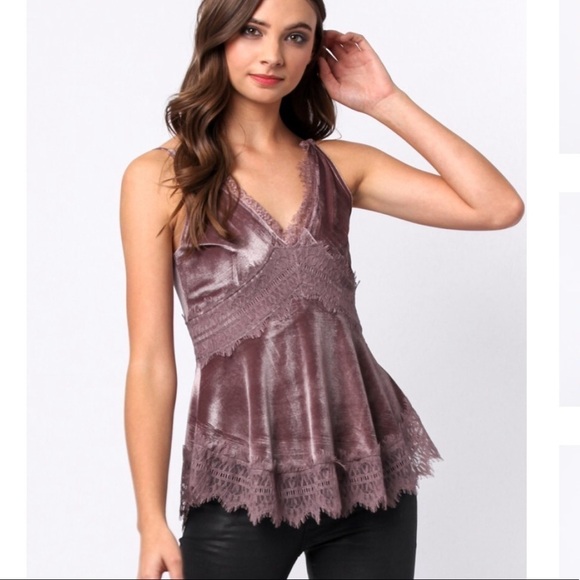 Tops - Mauve velvet top, camisole straps